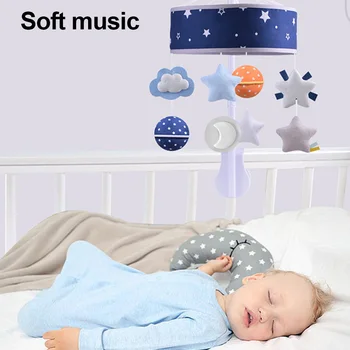 Мобилен за ясли | Бебешка мобилна играчка Star Night с музика | Бебешко музикално детско креватче Mobile с висяща Rota